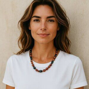 925 Sterling Black Onyx and Pearl Necklace